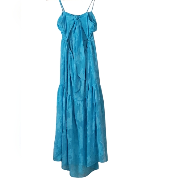 Chelsea28 Jacquard Bow Tie in Back Cutout Maxi Dress Blue M NWOT - Picture 4 of 16